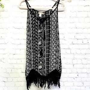 Band of Gypsies | Boho Summer Dress Tassel Hem Adjustable Straps Size Small